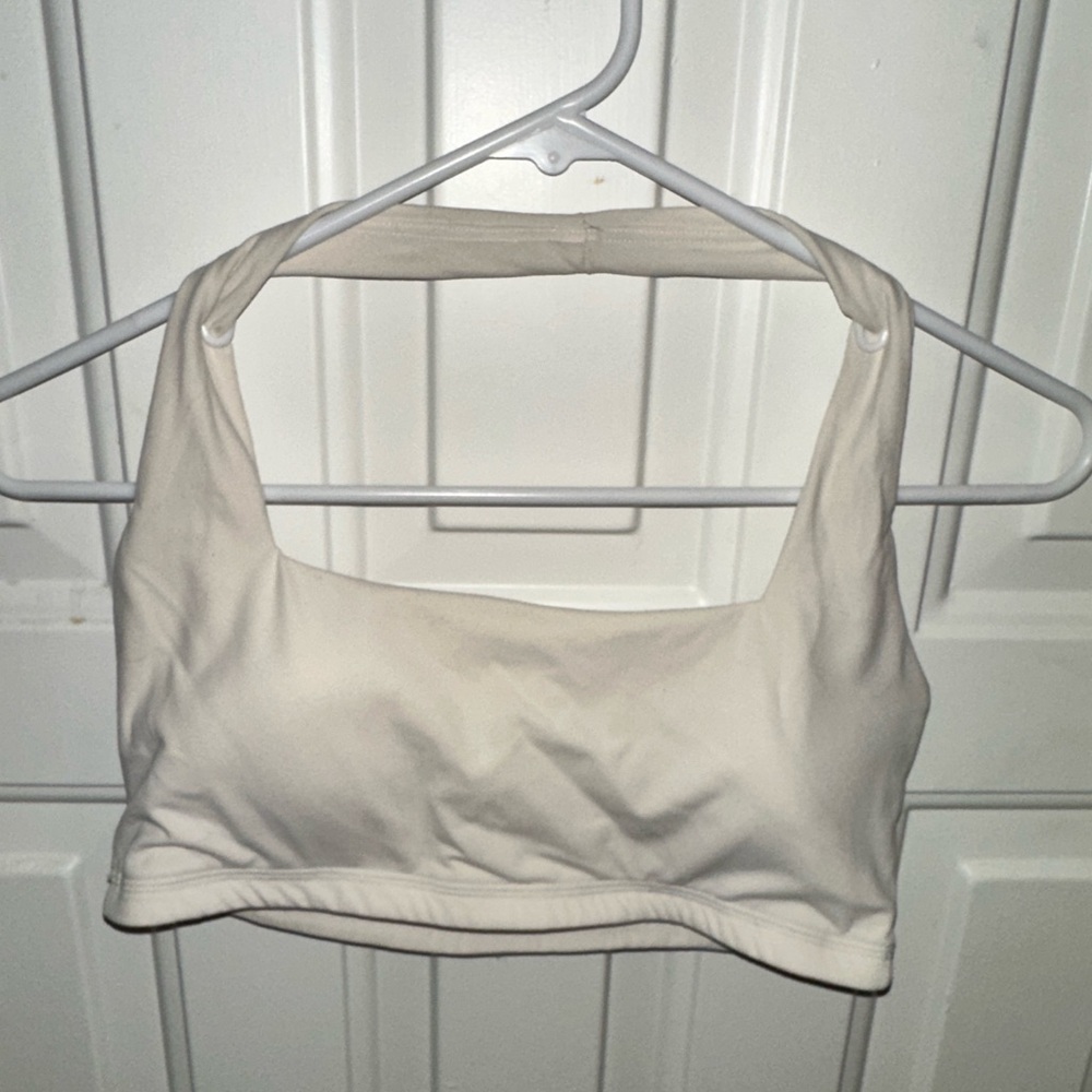 White Square Neck Sports Bra